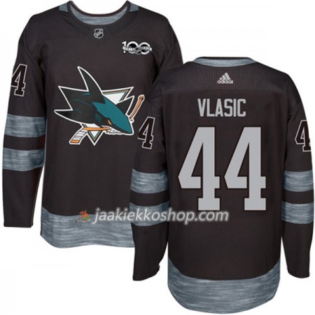 Miehille NHL San Jose Sharks Pelipaita Marc-Edouard Vlasic 44 1917-2017 100th Anniversary Adidas Musta Authentic